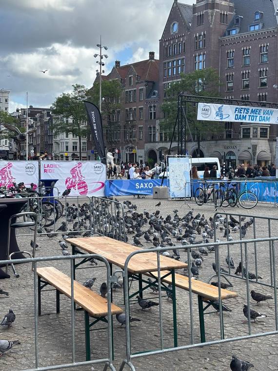 Picknicktafels op de Dam