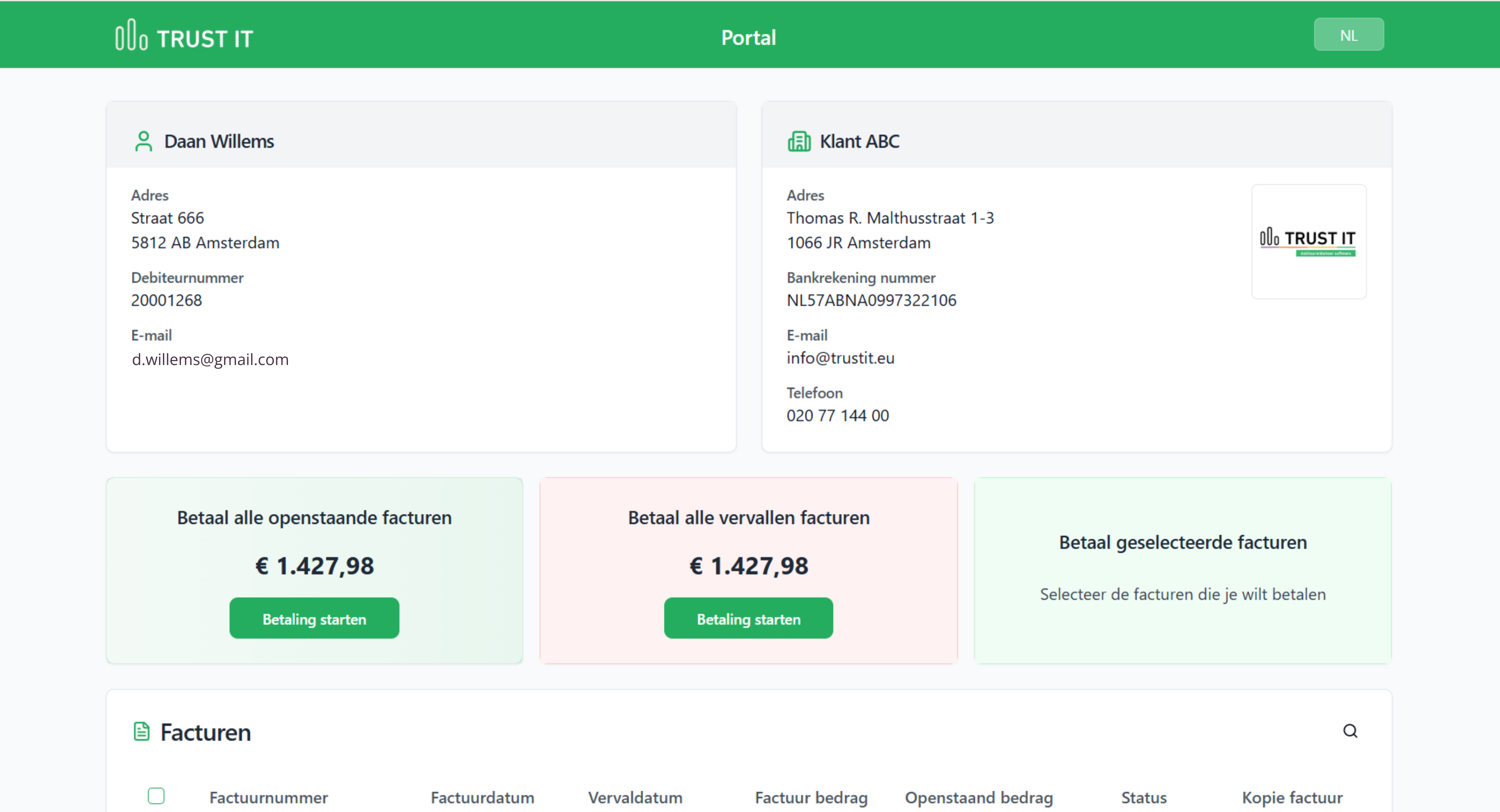 Debiteurenportaal in TRUST IT